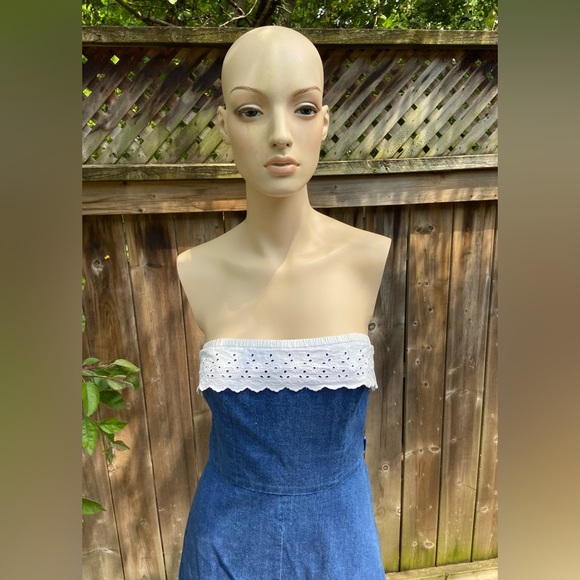 Vintage Handmade Strapless Denim Dress - Picture 11 of 12